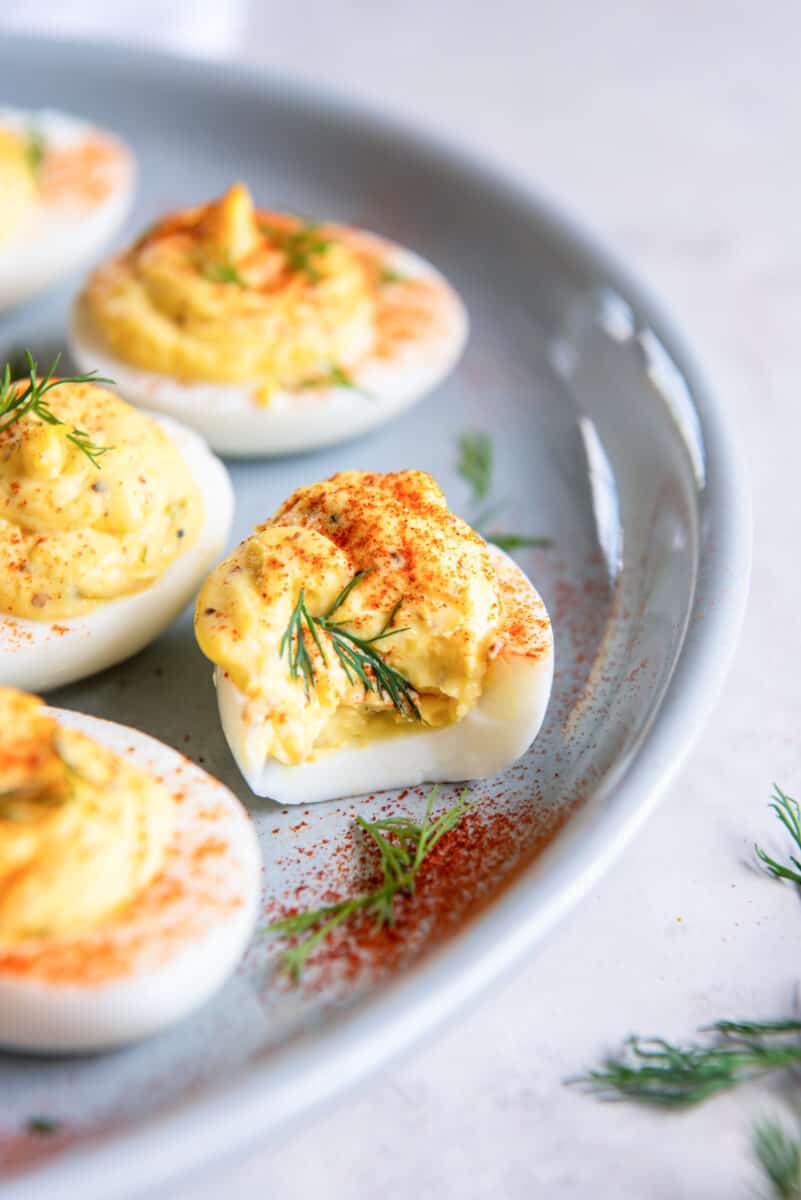 classic deviled eggs on a plate