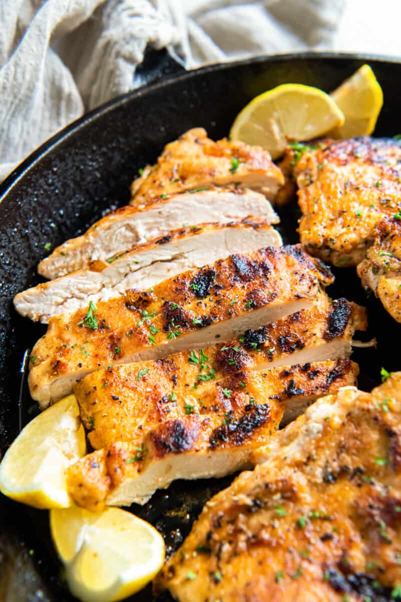 close up on slice chicken breasts