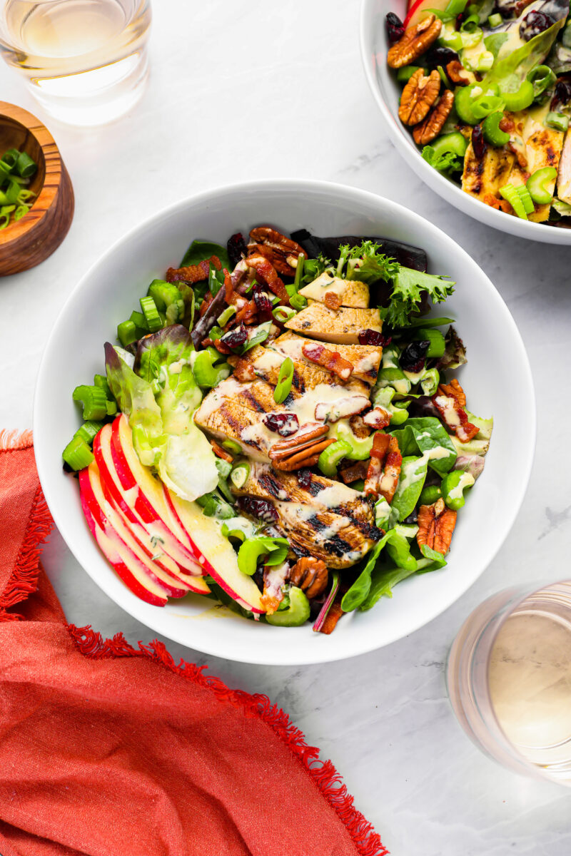 fall harvest salad with grilled chicken