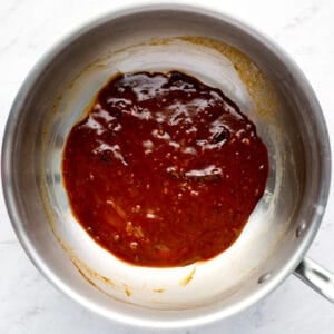 reduced sauce in a saucepan