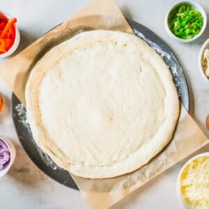 pizza dough and ingredients