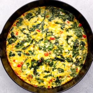 vegetable frittata in a skillet