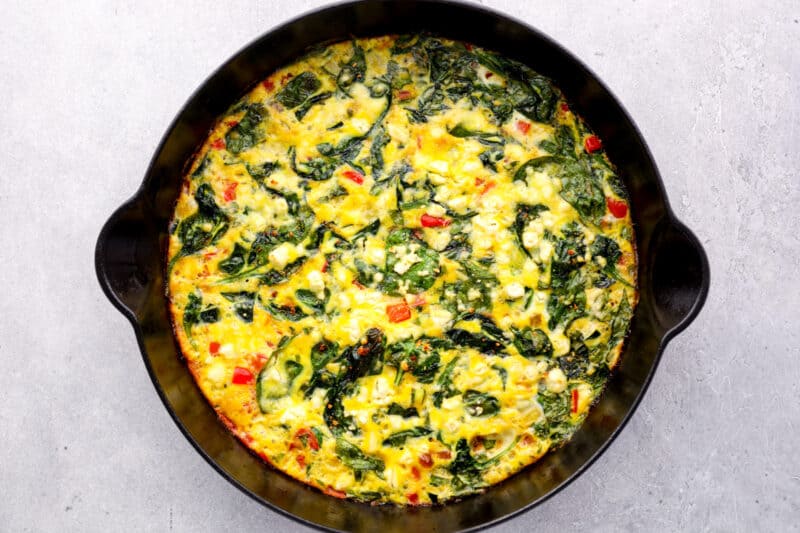 vegetable frittata in a skillet