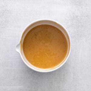 overhead view of chick fil a sauce in a white bowl.