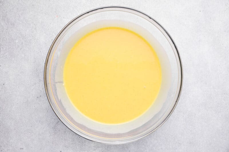 honey mustard chicken salad dressing in a glass bowl.
