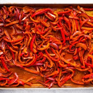 fajita peppers on a sheet pan
