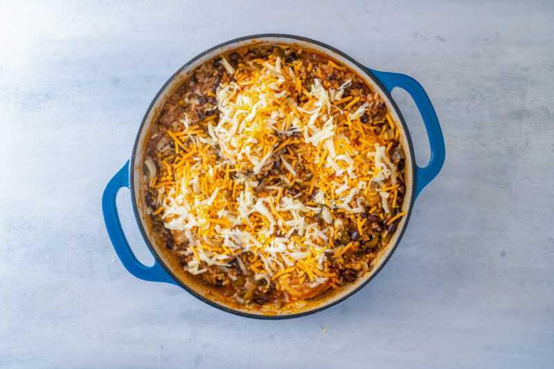 skillet meal topped with cheese