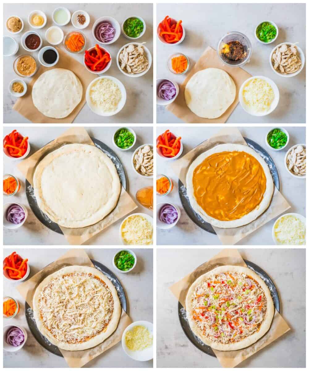 how to make thai chicken pizza step by step photo instructions