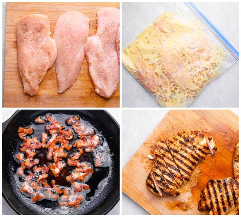 step by step photos for how to make honey mustard chicken salad.