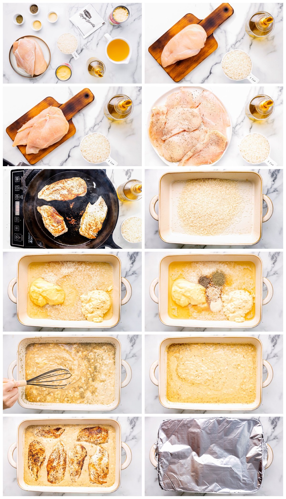 step by step photos for how to make no peek chicken.