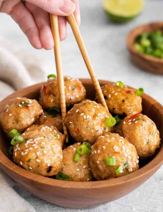 thai sweet chili chicken meatballs