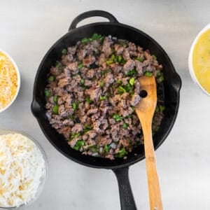 cooking breakfast sausage in a skillet