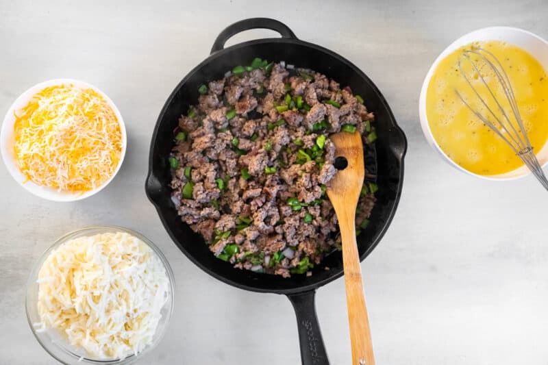 cooking breakfast sausage in a skillet