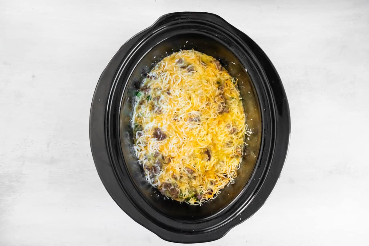 breakfast burrito filling in a crock pot