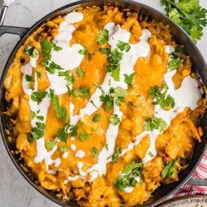 chicken tamale pie in skillet
