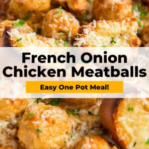 french onion chicken meatballs easy one pot meal.