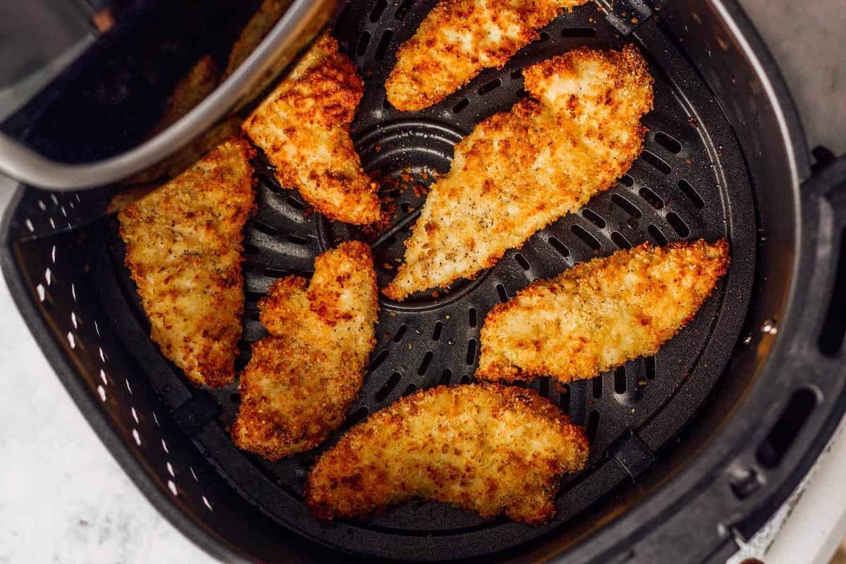 chicken tenders cooked in an air fryer