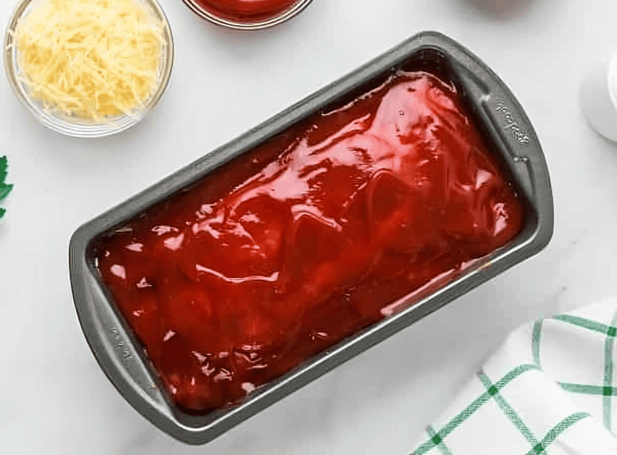 glazed chicken meatloaf in a pan.