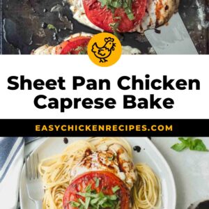 sheet pan chicken caprese bake on a plate.