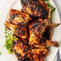 grilled bbq chicken on platter