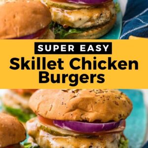 super easy skillet chicken burgers.