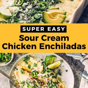 super easy sour cream chicken enchiladas.
