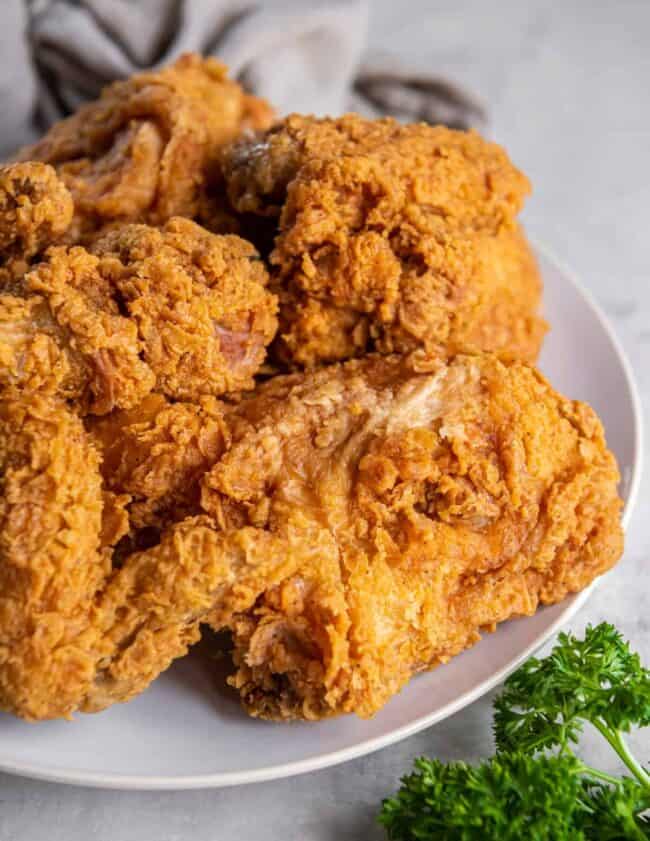 crispy fried chicken pieces on a plate