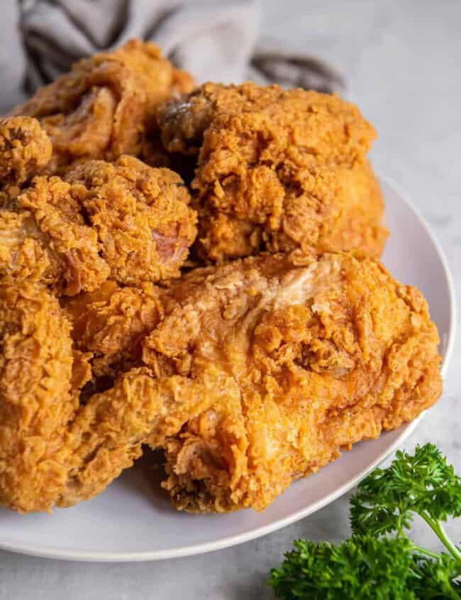 crispy fried chicken pieces on a plate