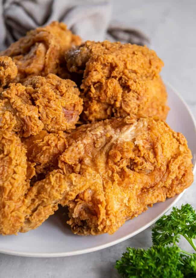 crispy fried chicken pieces on a plate