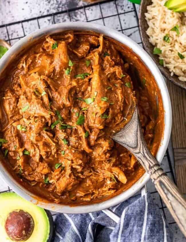 Easy Chicken Mole is one of our favorite Mexican Chicken Recipes to make any time of year. This EASY Mole Sauce is so flavorful and made in under 30 minutes.