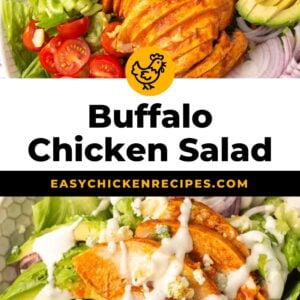 Buffalo chicken salad in a white bowl.