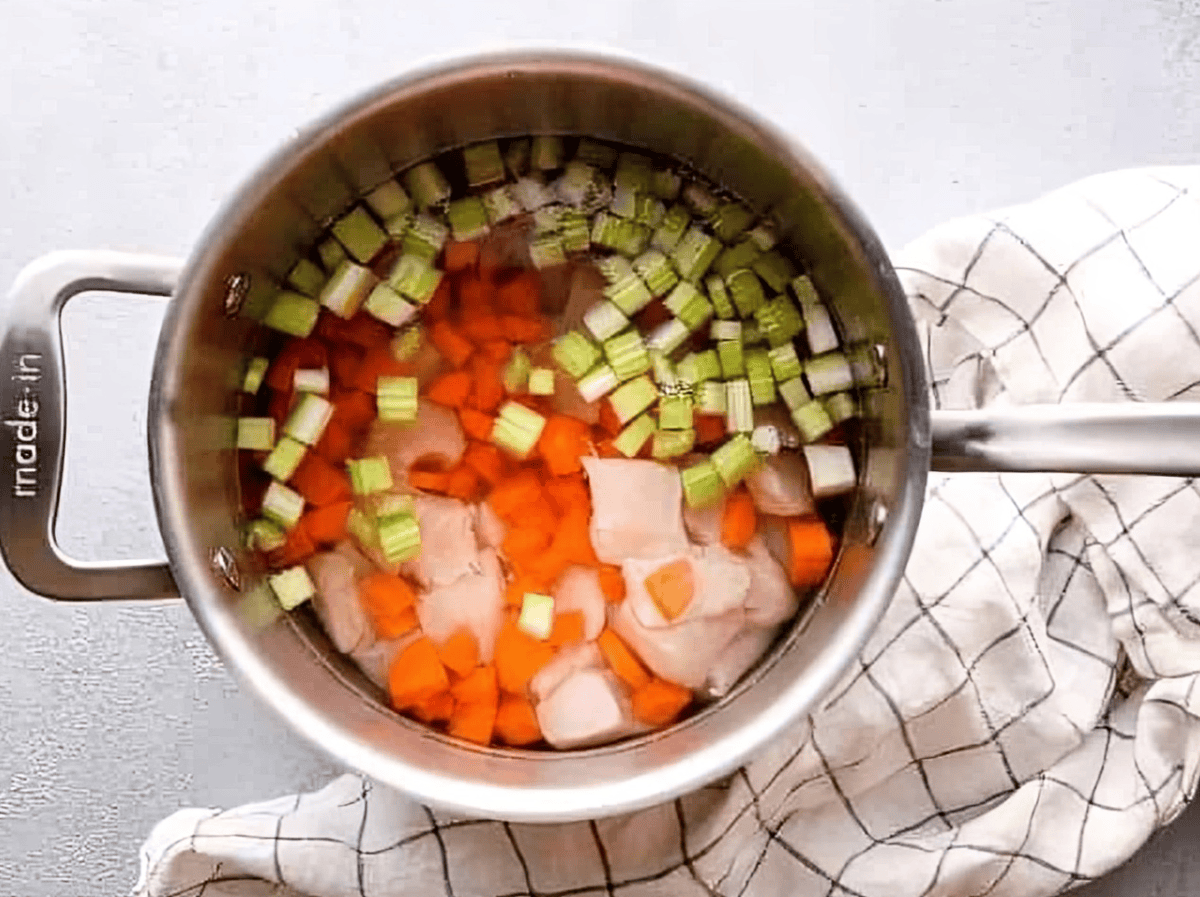 sautéed veggies in a saucepan.