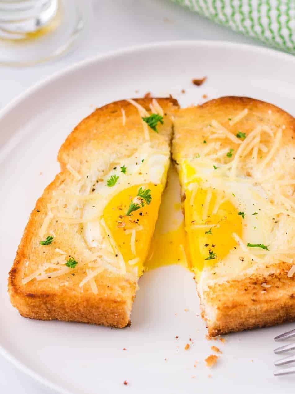 Eggs in a Hole cut in half