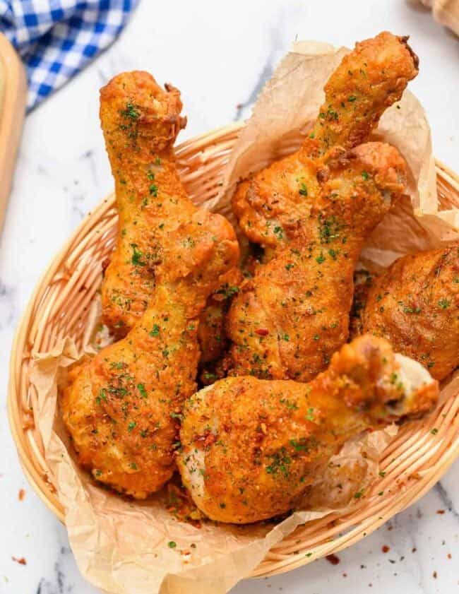 oven fried chicken in basket