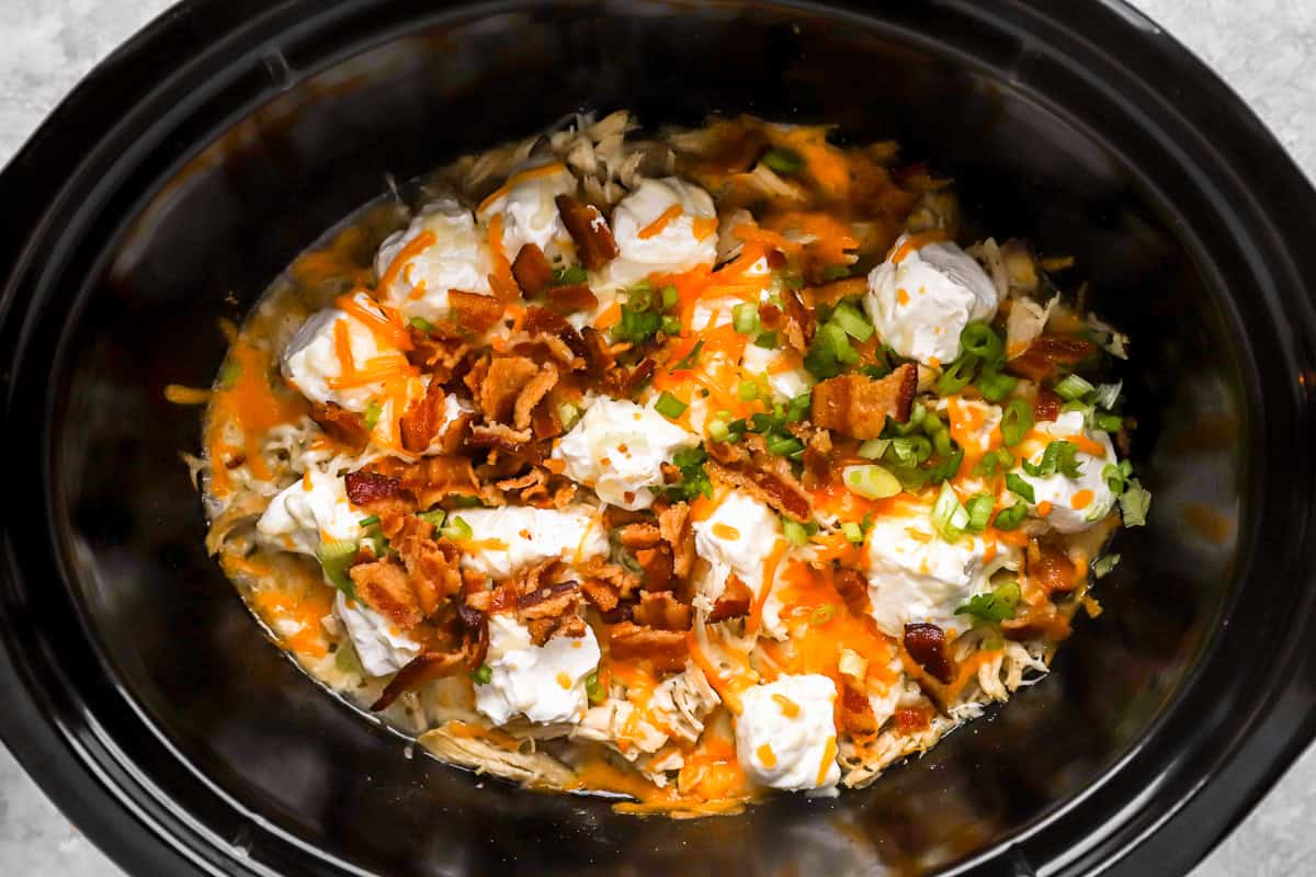 ingredients for crack chicken in a crockpot.