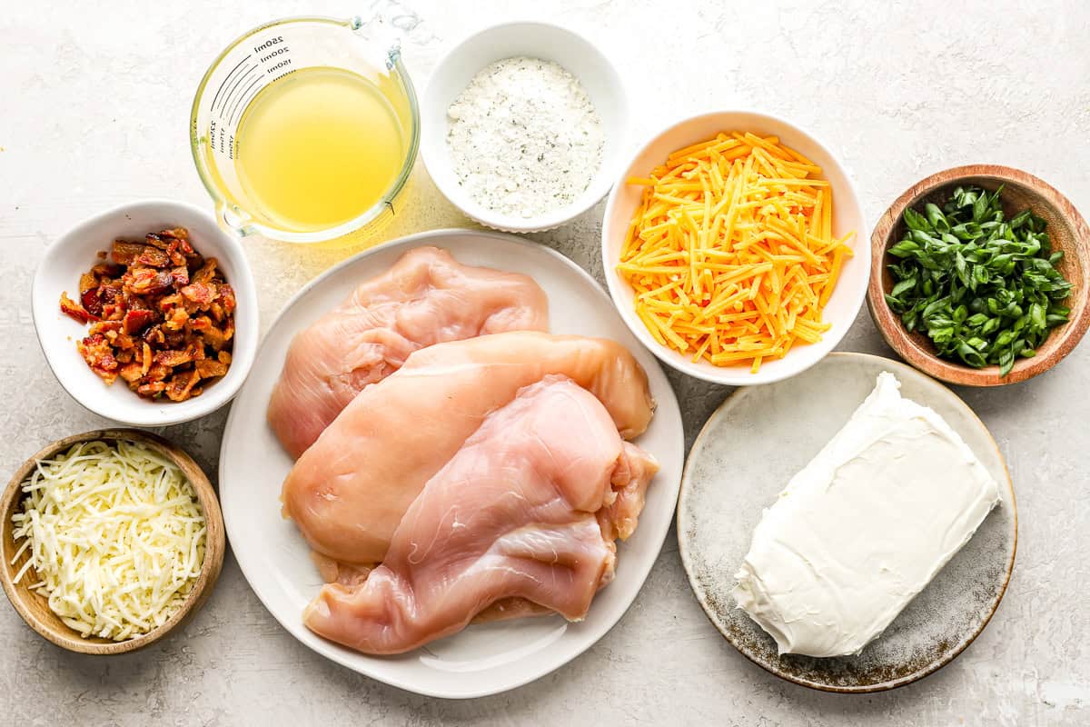 ingredients for crockpot crack chicken.