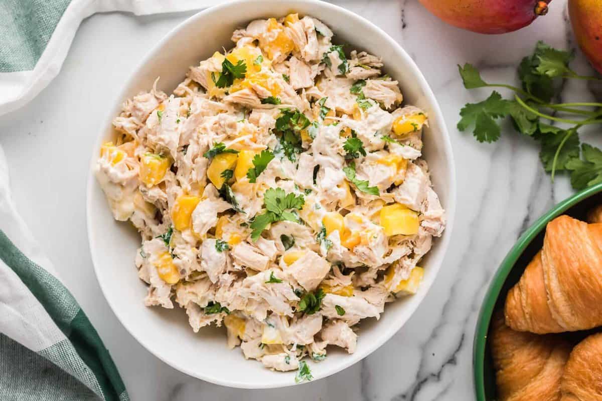 bowl of mango chicken salad