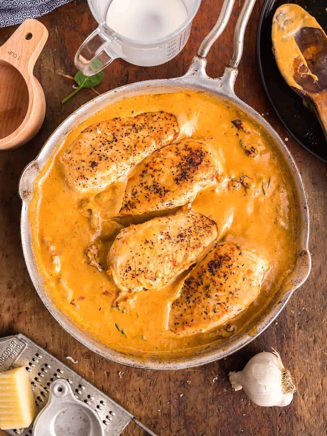 Chicken Wrapped in Crescent Rolls with Sun-Dried Tomato Cream