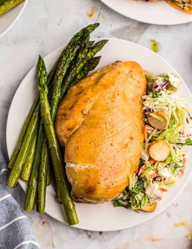 air fried chicken breast with asparagus