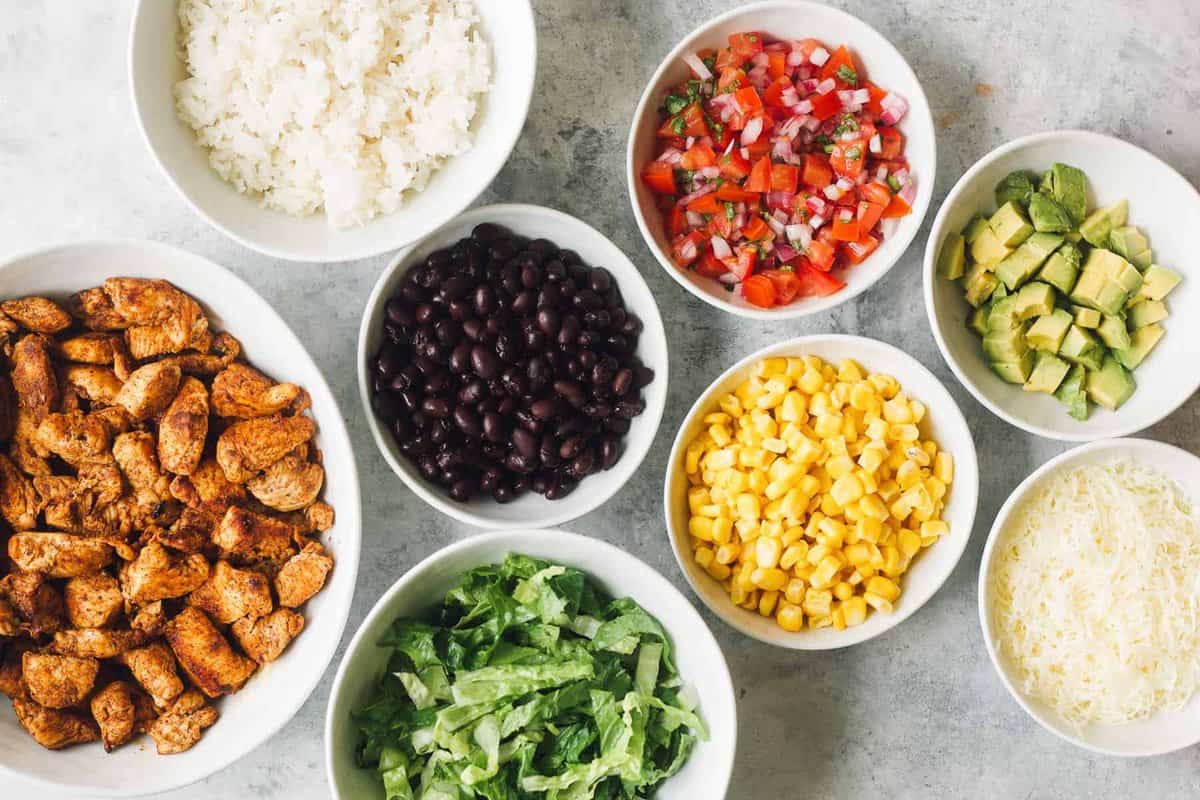 ingredients for making copycat Chipotle Burrito Bowls