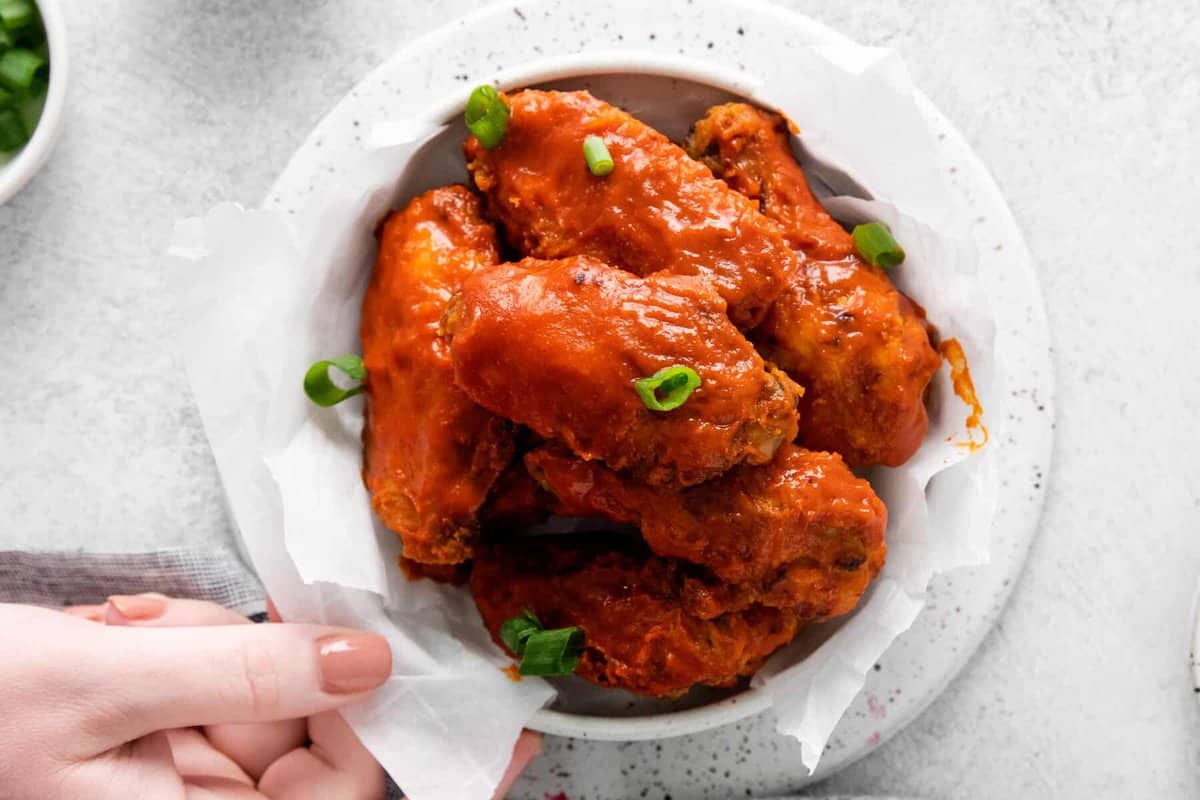 Nashville hot chicken wings in a bowl