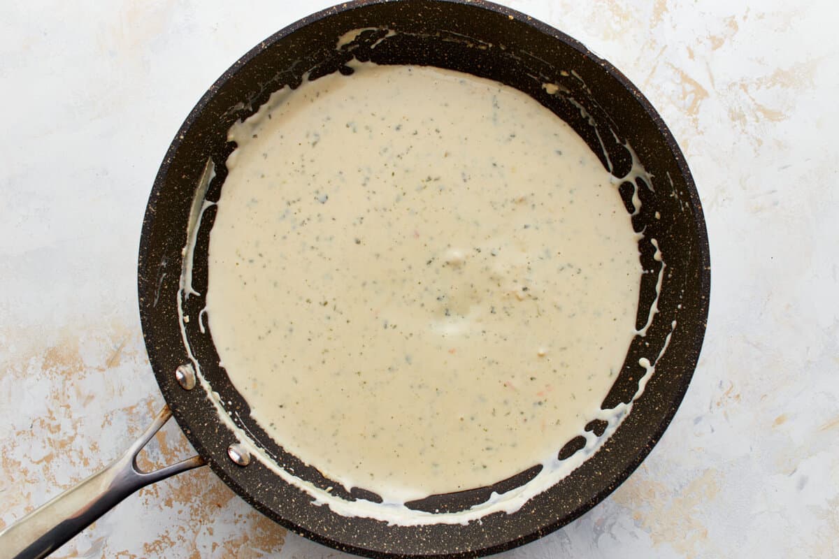 boursin sauce in a pan.