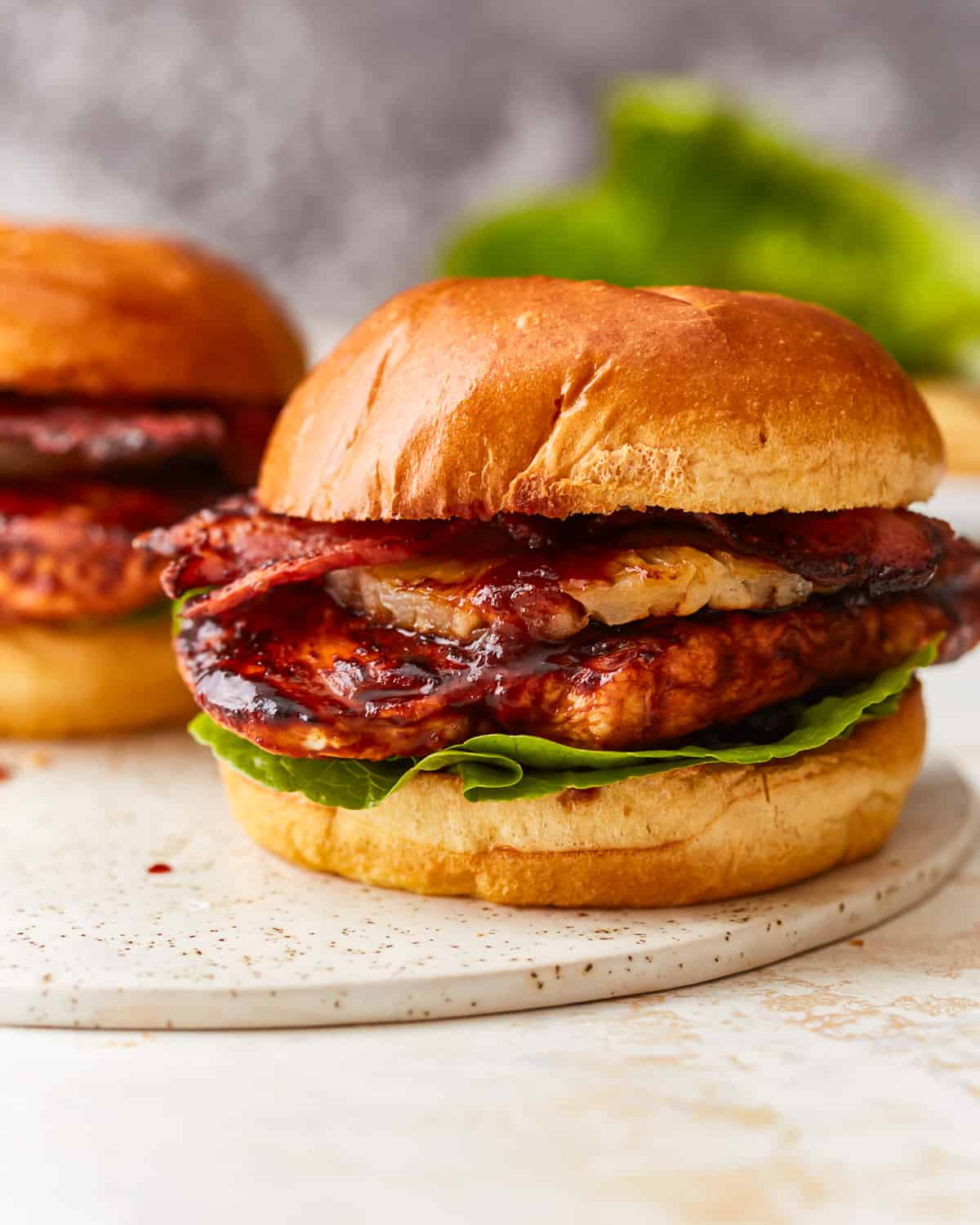 side view of hawaiian chicken sandwiches.