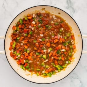 country captain curry sauce in a pan.