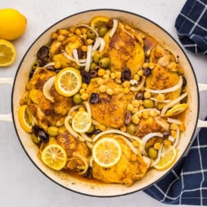 Moroccan chicken thighs in a pot.