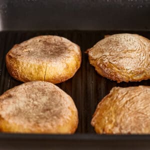 ciabatta buns on a grill.