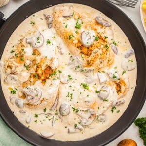 sour cream chicken in a skillet.