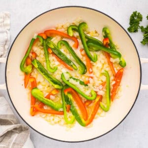 sauteed veggies in a pan.