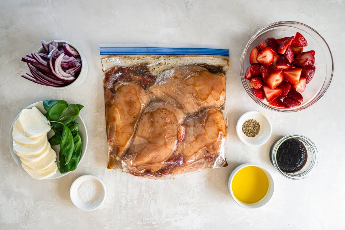 marinated chicken breasts in a ziplock bag.