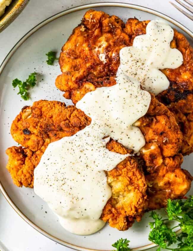 platter with chicken fried chicken and gravy